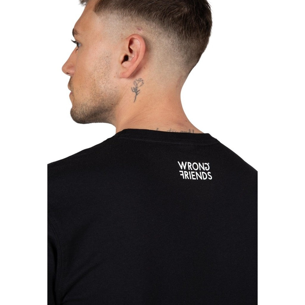 WRONG FRIENDS BLUE ROSES T-SHIRT T-SHIRTS BLACK