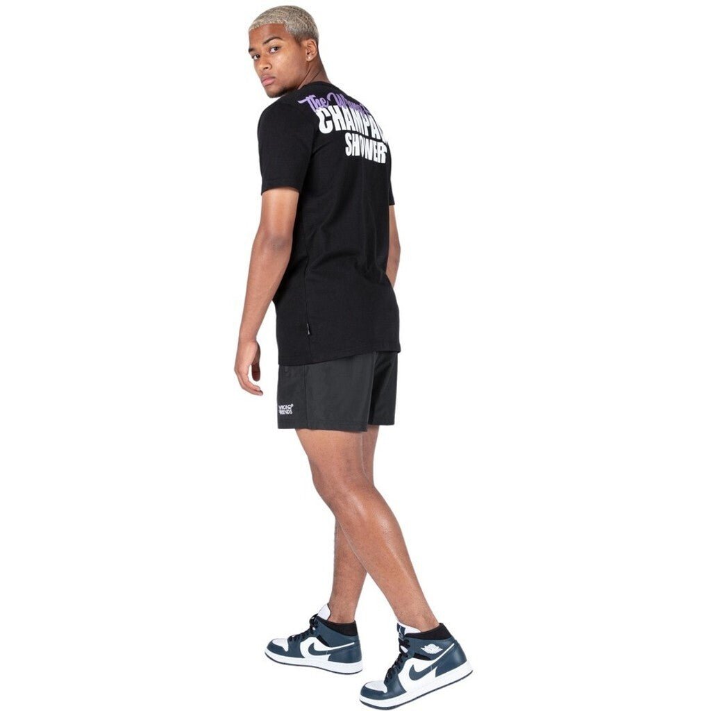 CHAMPAGNE SHOWERS T - SHIRT - BLACK - WRONG FRIENDS