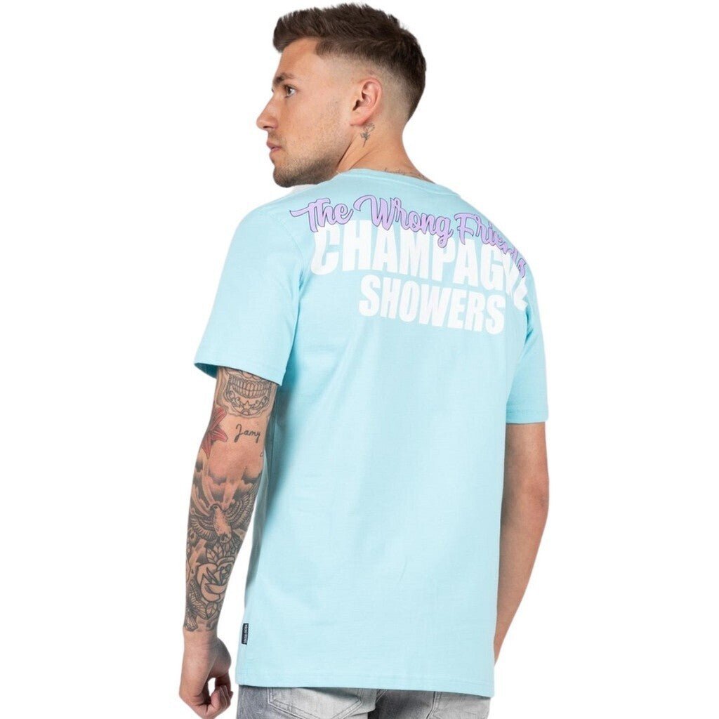 CHAMPAGNE SHOWERS T - SHIRT - LIGHT BLUE - WRONG FRIENDS