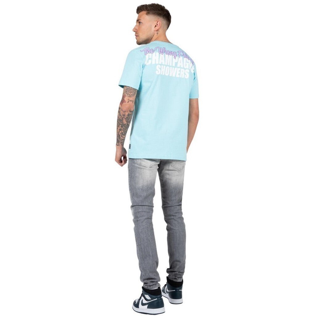 CHAMPAGNE SHOWERS T - SHIRT - LIGHT BLUE - WRONG FRIENDS