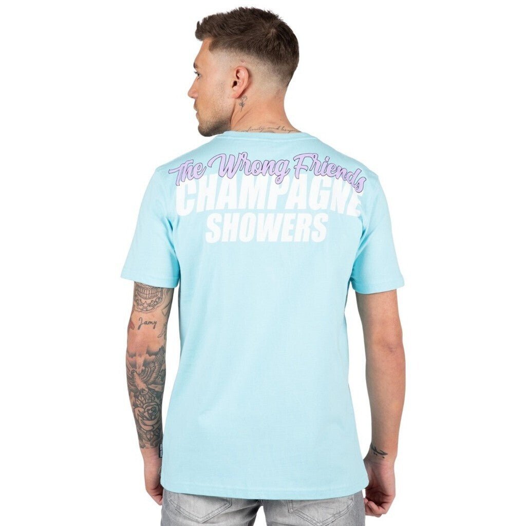 CHAMPAGNE SHOWERS T - SHIRT - LIGHT BLUE - WRONG FRIENDS