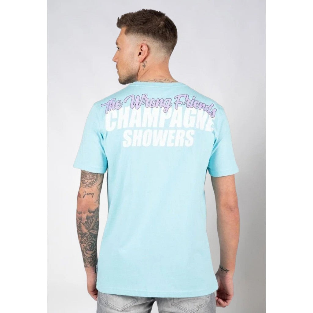 WRONG FRIENDS CHAMPAGNE SHOWERS T-SHIRT T-SHIRTS LIGHT BLUE