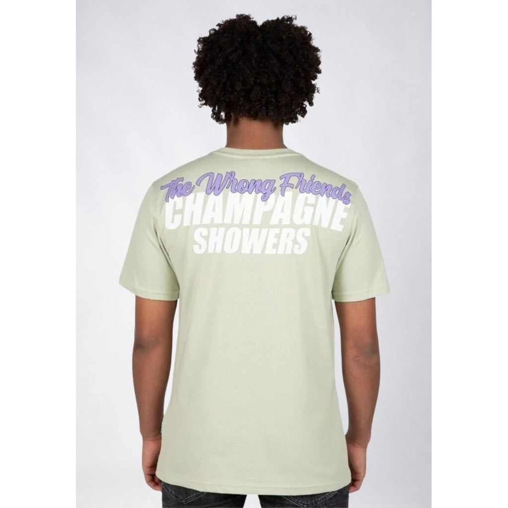 WRONG FRIENDS CHAMPAGNE SHOWERS T-SHIRT T-SHIRTS LIGHT GREEN