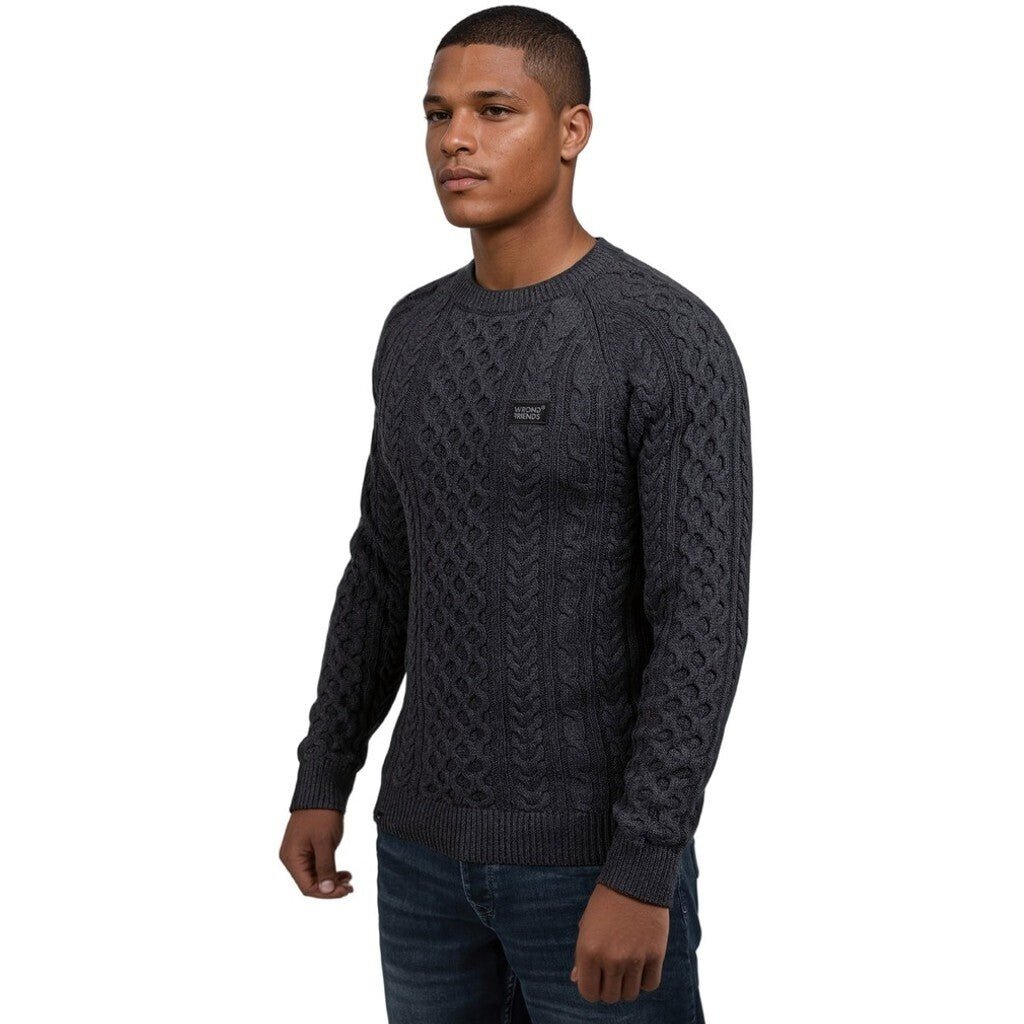 CORBY CABLE KNIT SWEATER - ANTHRACITE - WRONG FRIENDS