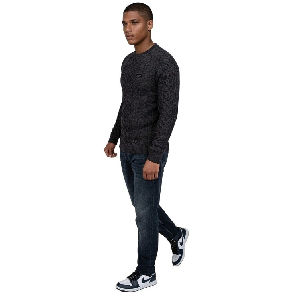 CORBY CABLE KNIT SWEATER - ANTHRACITE - WRONG FRIENDS