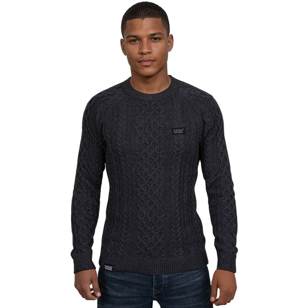 CORBY CABLE KNIT SWEATER - ANTHRACITE - WRONG FRIENDS