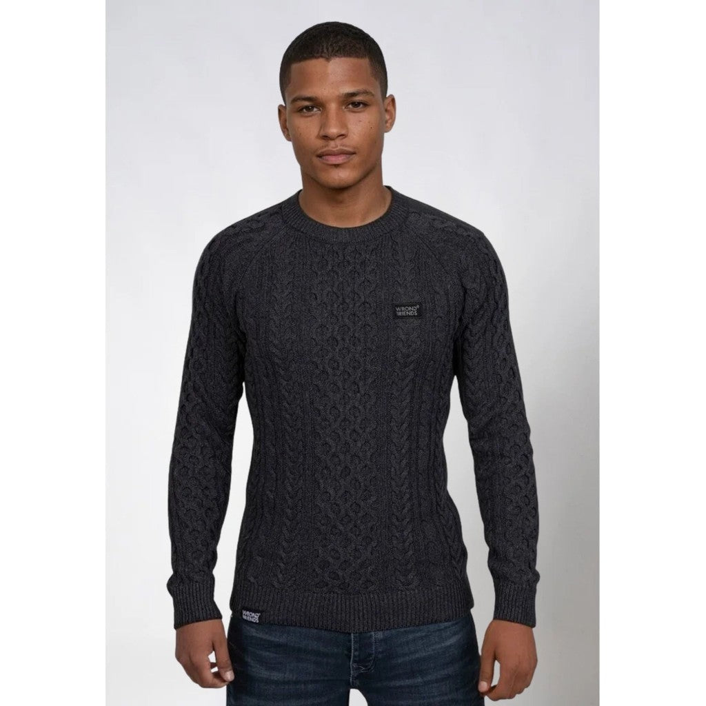 WRONG FRIENDS CORBY CABLE KNIT SWEATER SWEATERS ANTHRACITE