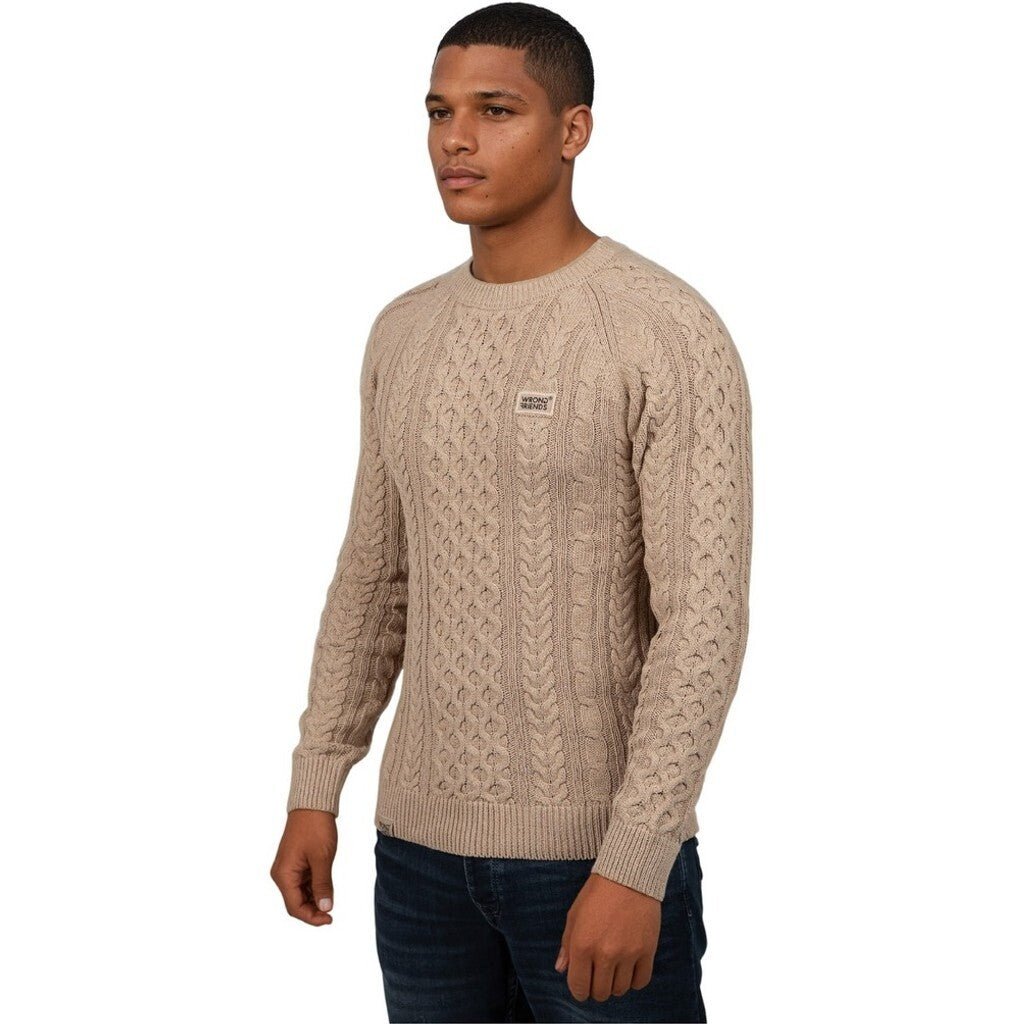 CORBY CABLE KNIT SWEATER - BEIGE - WRONG FRIENDS
