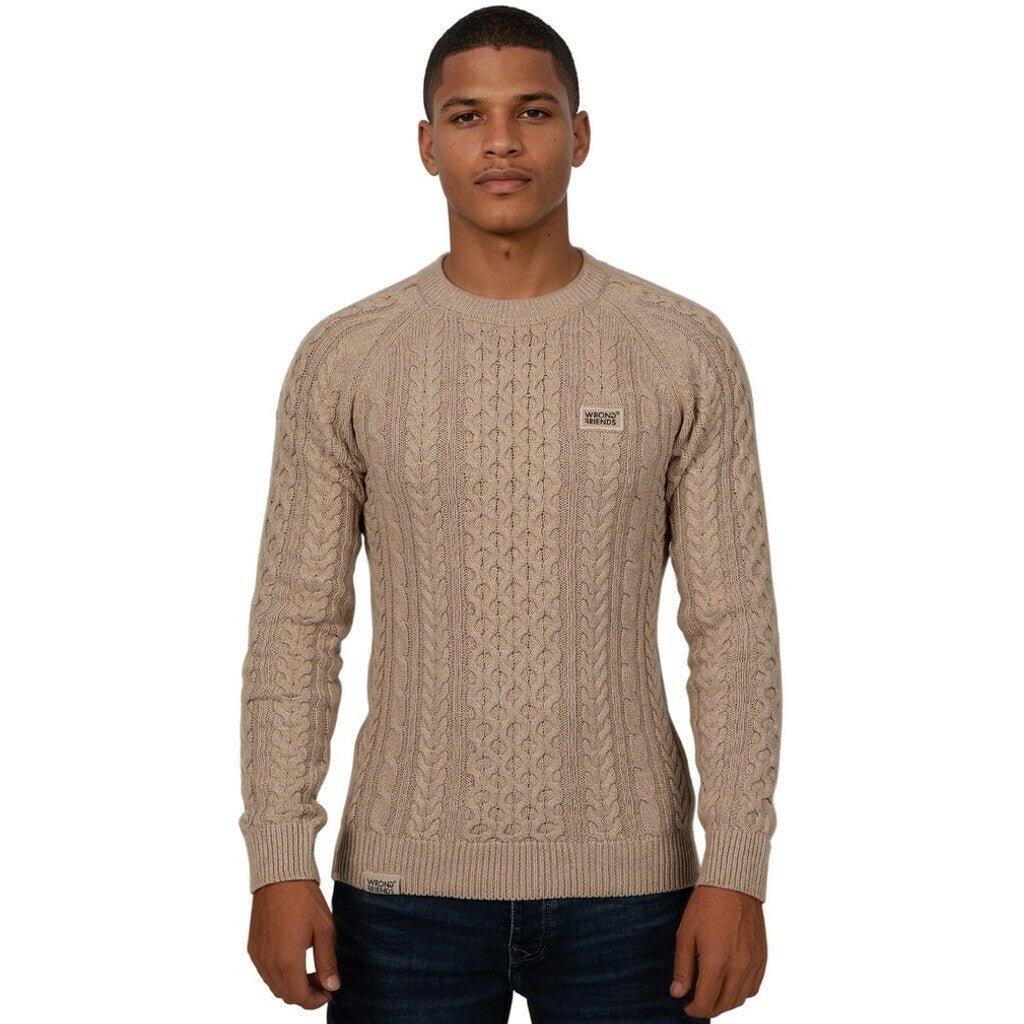 CORBY CABLE KNIT SWEATER - BEIGE - WRONG FRIENDS