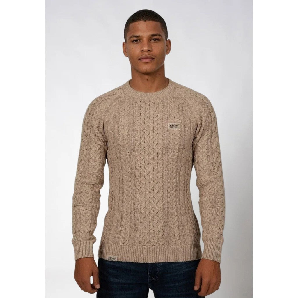 WRONG FRIENDS CORBY CABLE KNIT SWEATER SWEATERS BEIGE