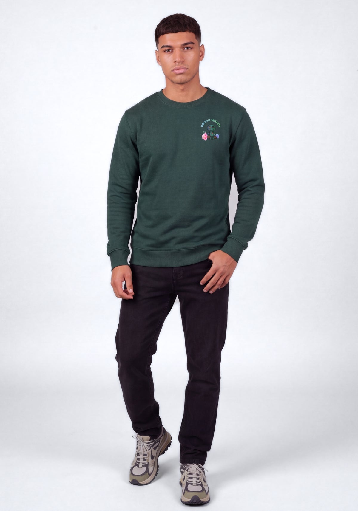 WRONG FRIENDS DENVER SWEATER SWEATERS DARK GREEN