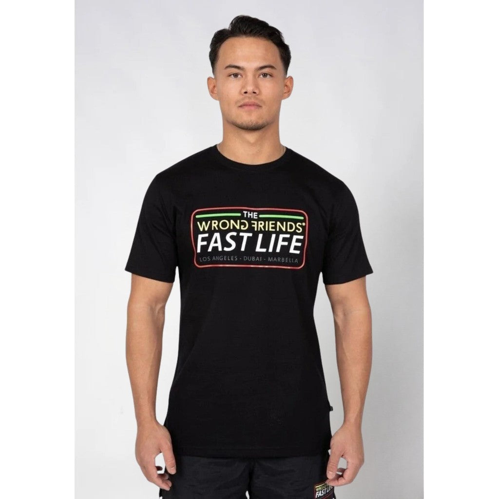 WRONG FRIENDS FAST LIFE T-SHIRT T-SHIRTS BLACK