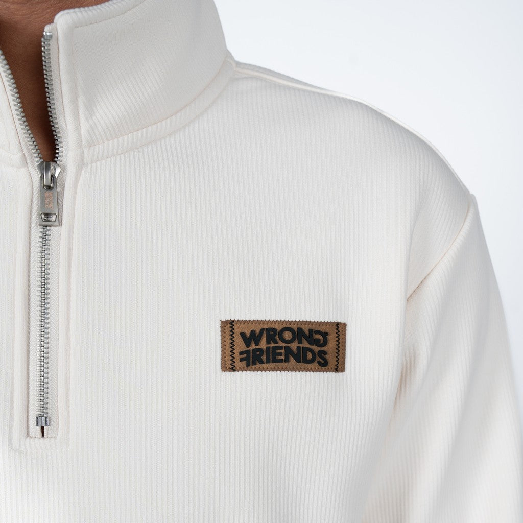 WRONG FRIENDS GILROY HALF ZIP SWEATER SWEATERS BEIGE