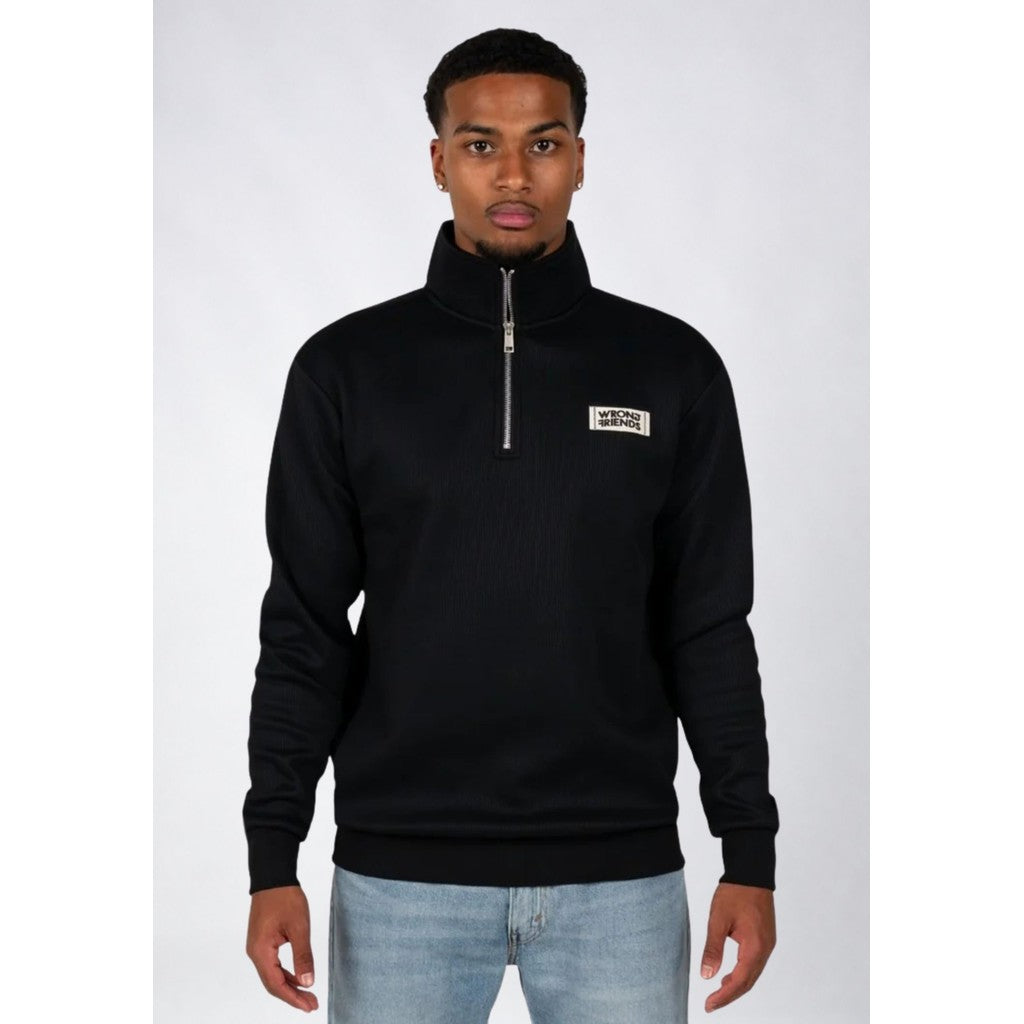 WRONG FRIENDS GILROY HALF ZIP SWEATER SWEATERS BLACK