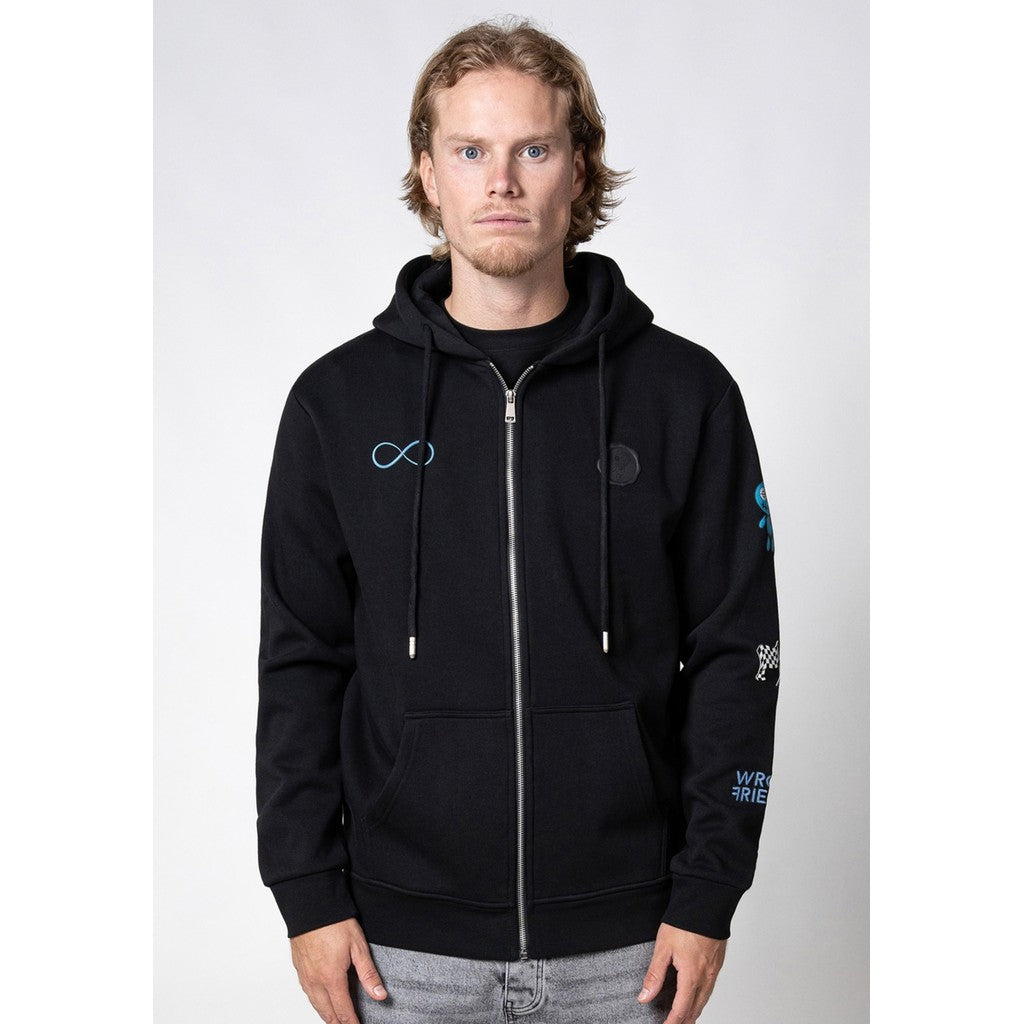 WRONG FRIENDS GUNNAR ZIPPED HOODIE HOODIES BLACK