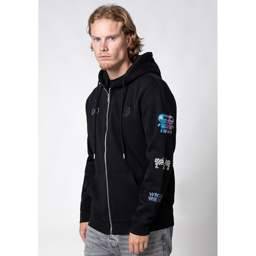 WRONG FRIENDS GUNNAR ZIPPED HOODIE HOODIES BLACK
