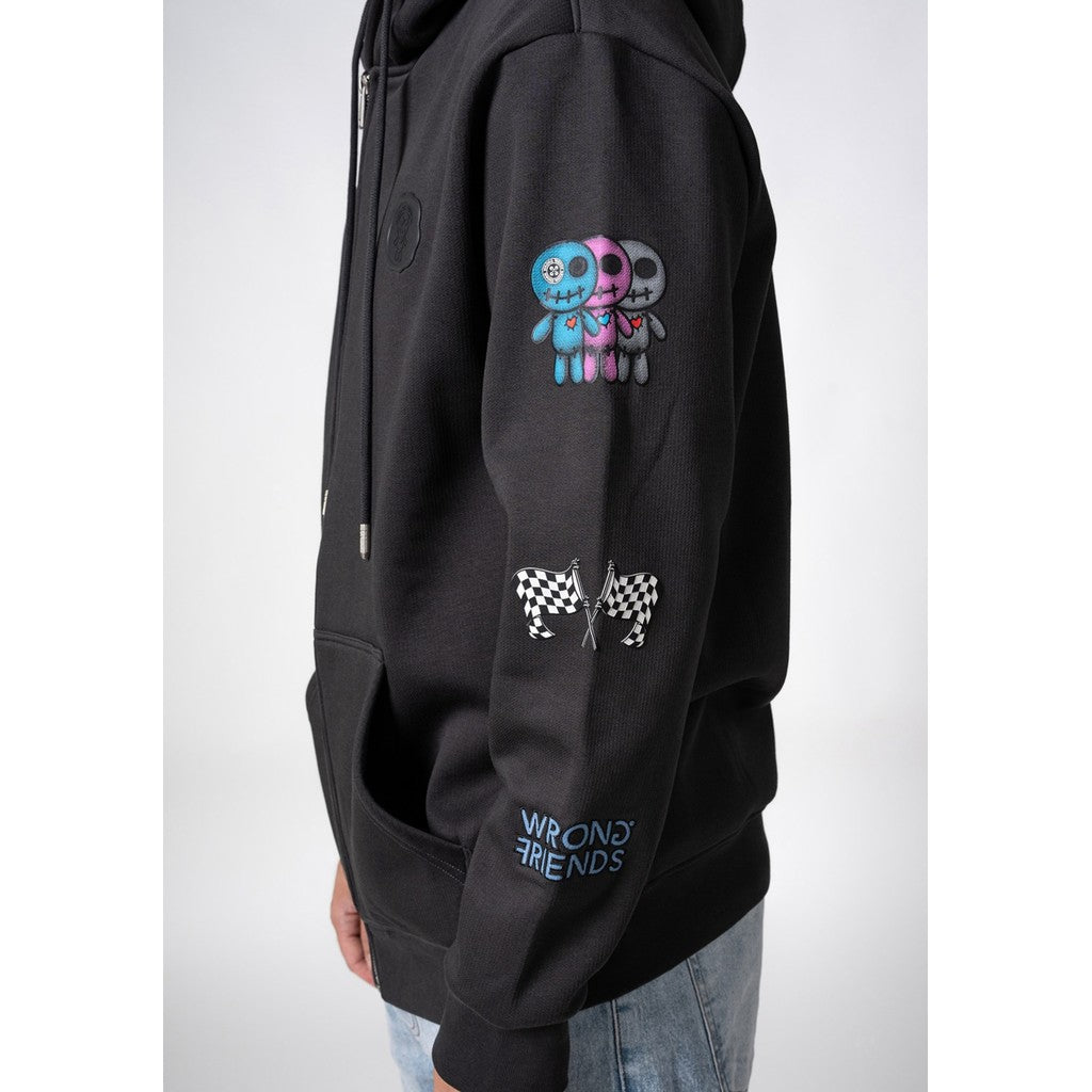 WRONG FRIENDS GUNNAR ZIPPED HOODIE HOODIES STONE GREY
