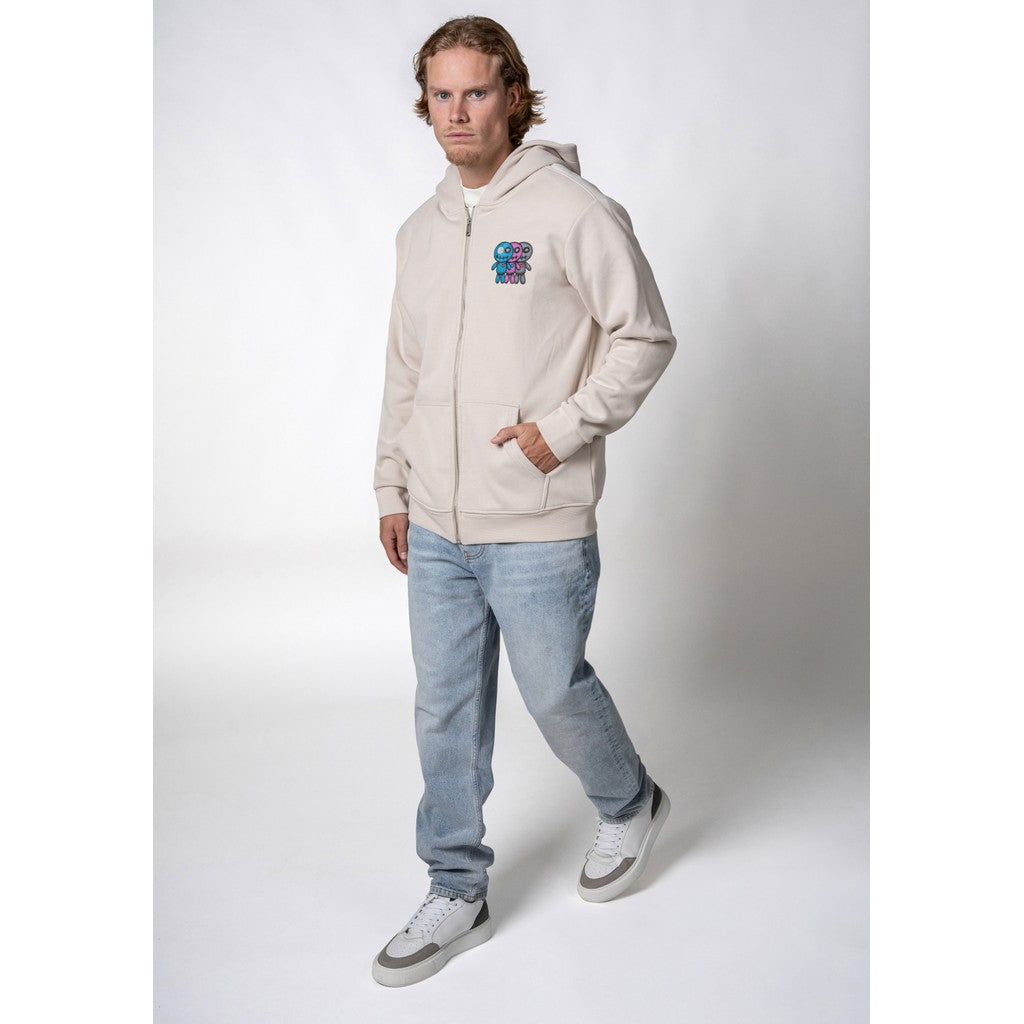WRONG FRIENDS JUBA ZIPPED HOODIE HOODIES LIGHT GREY