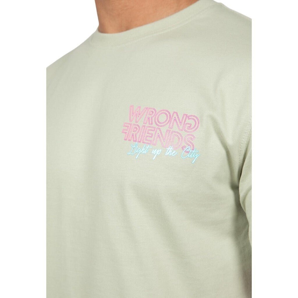 LIGHT UP THE CITY T - SHIRT - LIGHT GREEN - WRONG FRIENDS