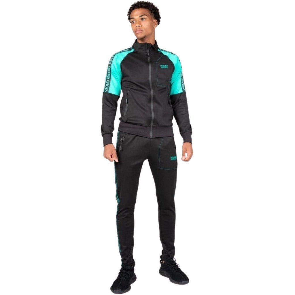 LYON TRACK JACKET - BLACK/TURQUOISE - WRONG FRIENDS