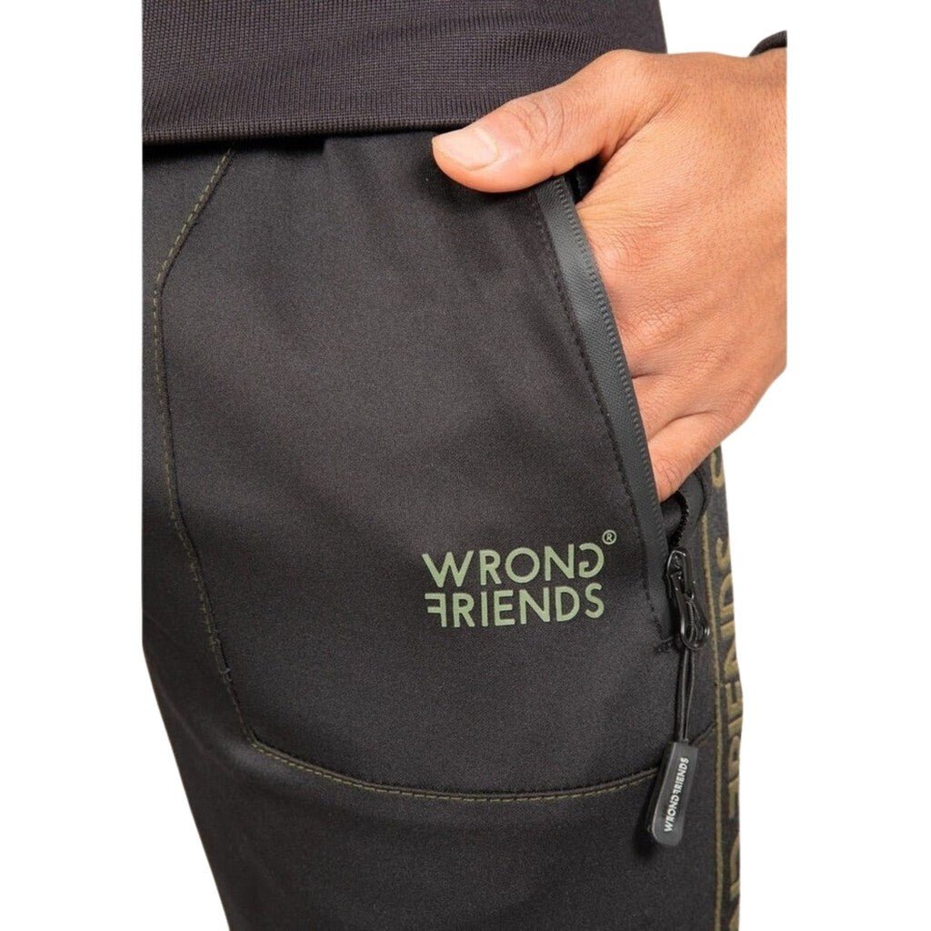 LYON TRACK PANTS - BLACK/GREEN - WRONG FRIENDS