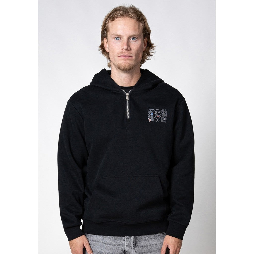 WRONG FRIENDS NELSON HALF ZIP HOODIE HOODIES BLACK