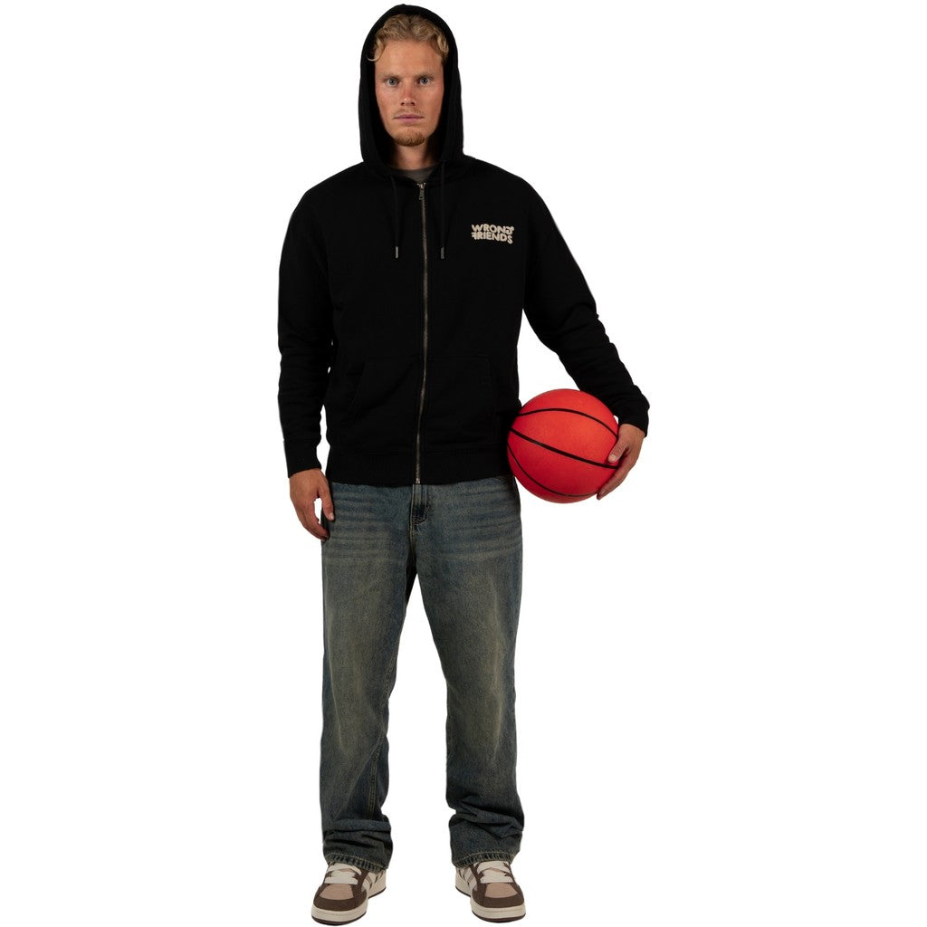 WRONG FRIENDS OXFORD ZIPPED HOODIE HOODIES BLACK