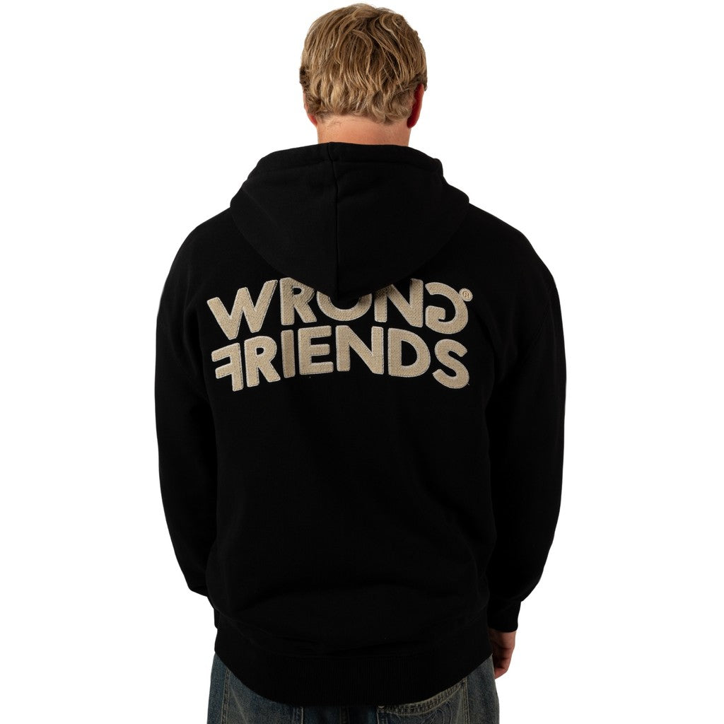WRONG FRIENDS OXFORD ZIPPED HOODIE HOODIES BLACK