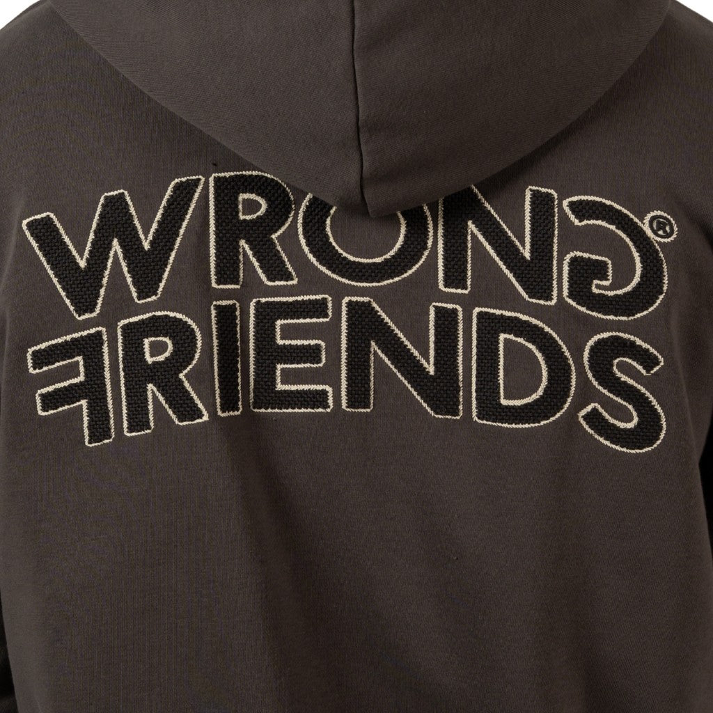 WRONG FRIENDS OXFORD ZIPPED HOODIE HOODIES GREY