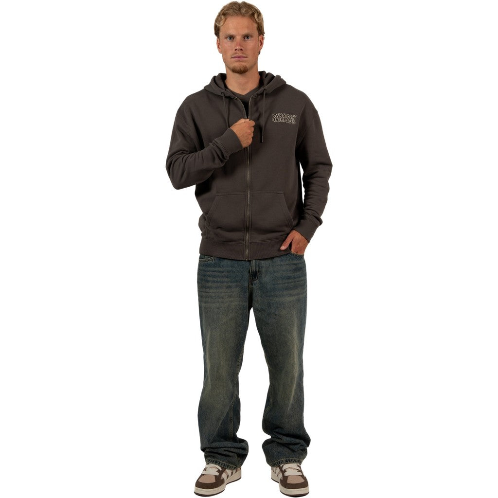 WRONG FRIENDS OXFORD ZIPPED HOODIE HOODIES GREY