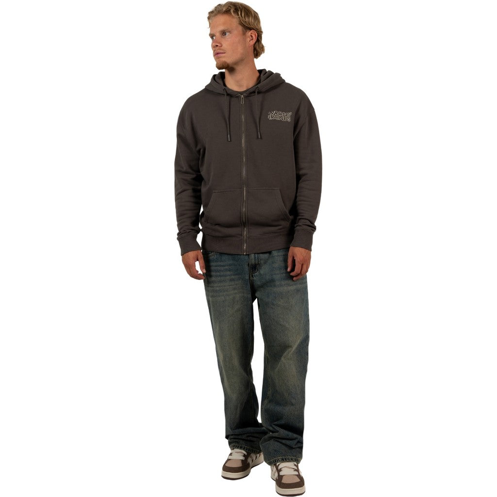WRONG FRIENDS OXFORD ZIPPED HOODIE HOODIES GREY
