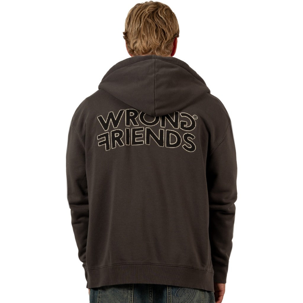 WRONG FRIENDS OXFORD ZIPPED HOODIE HOODIES GREY