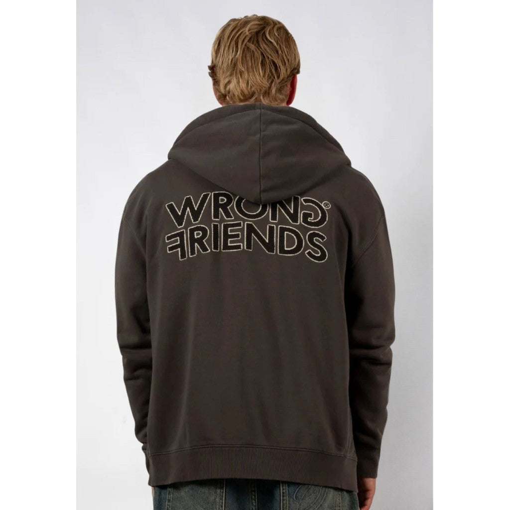 WRONG FRIENDS OXFORD ZIPPED HOODIE HOODIES GREY
