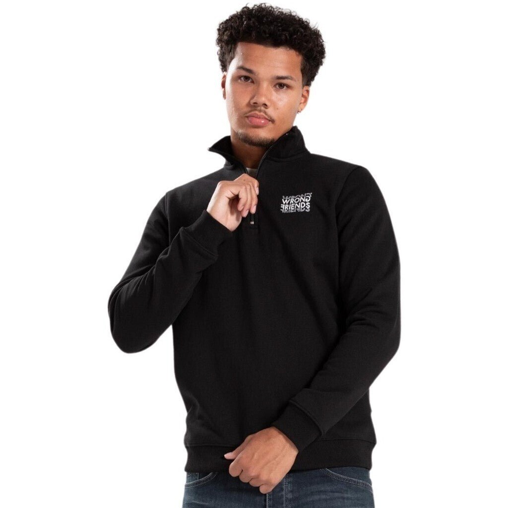 VICHY HALF ZIP SWEATER - BLACK - WRONG FRIENDS