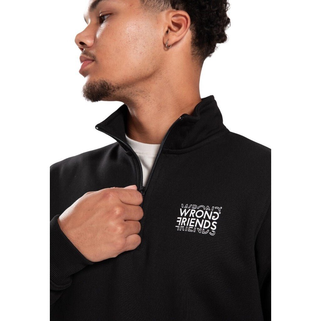 VICHY HALF ZIP SWEATER - BLACK - WRONG FRIENDS