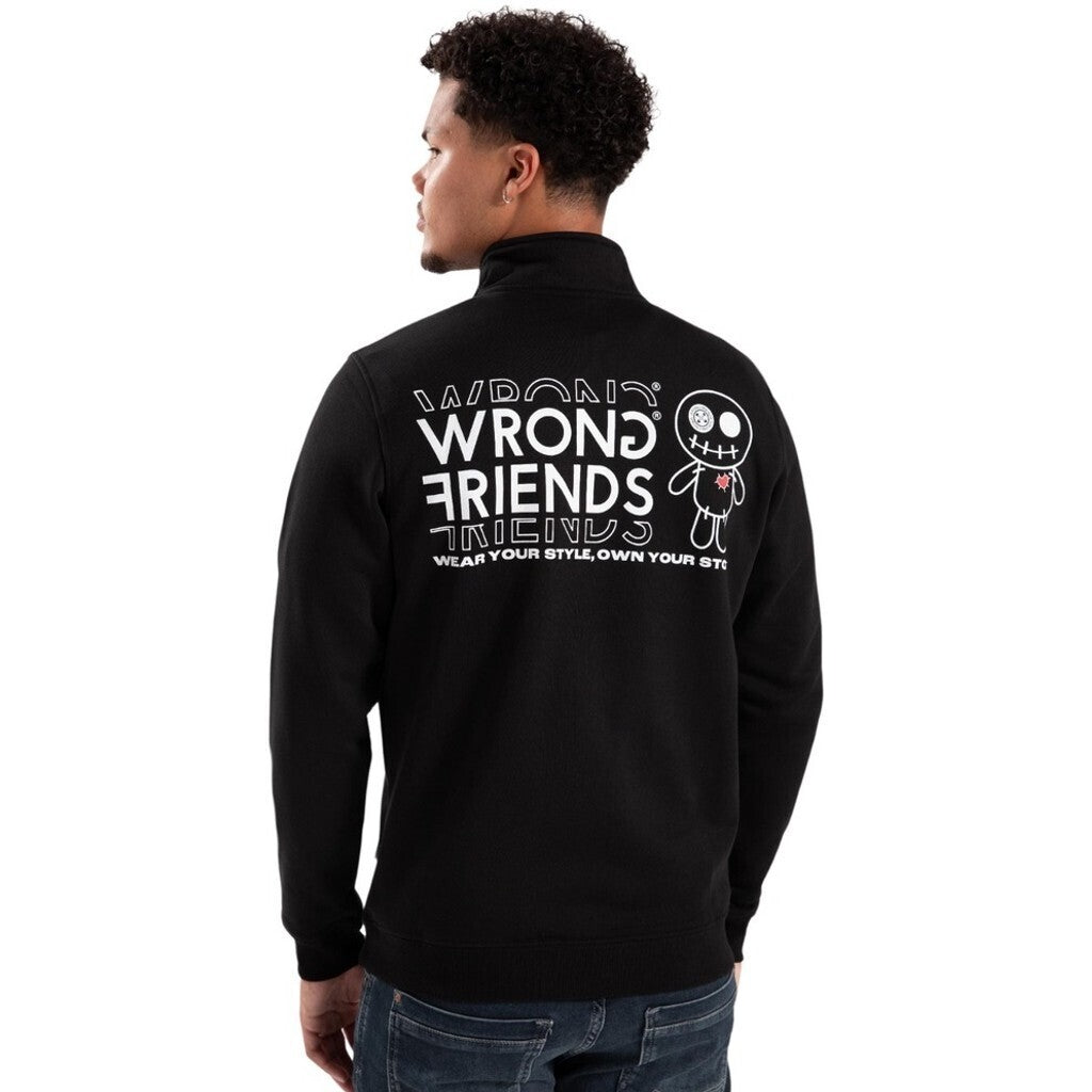 VICHY HALF ZIP SWEATER - BLACK - WRONG FRIENDS