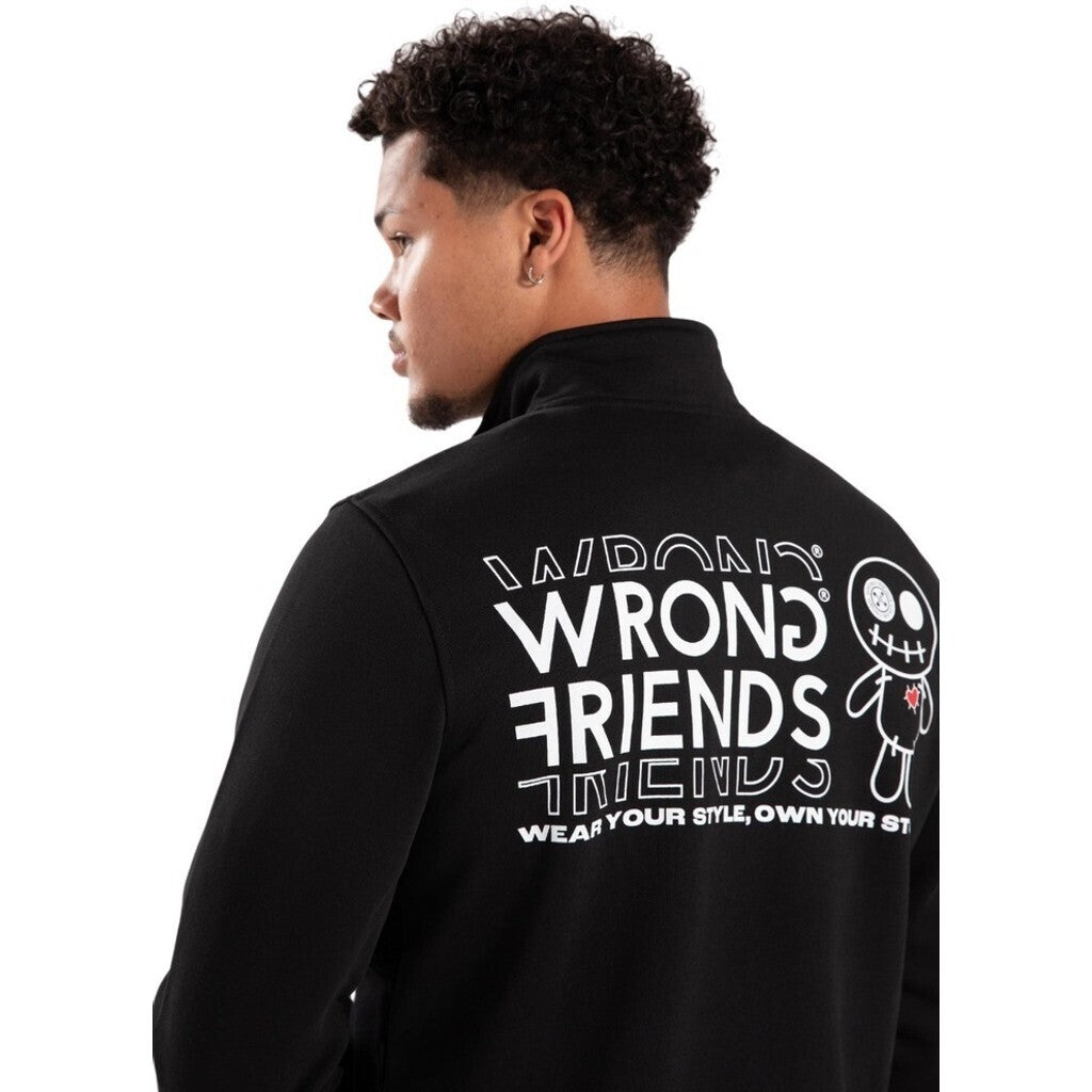 VICHY HALF ZIP SWEATER - BLACK - WRONG FRIENDS