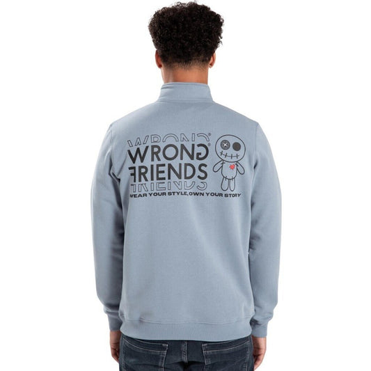VICHY HALF ZIP SWEATER - LIGHT BLUE - WRONG FRIENDS