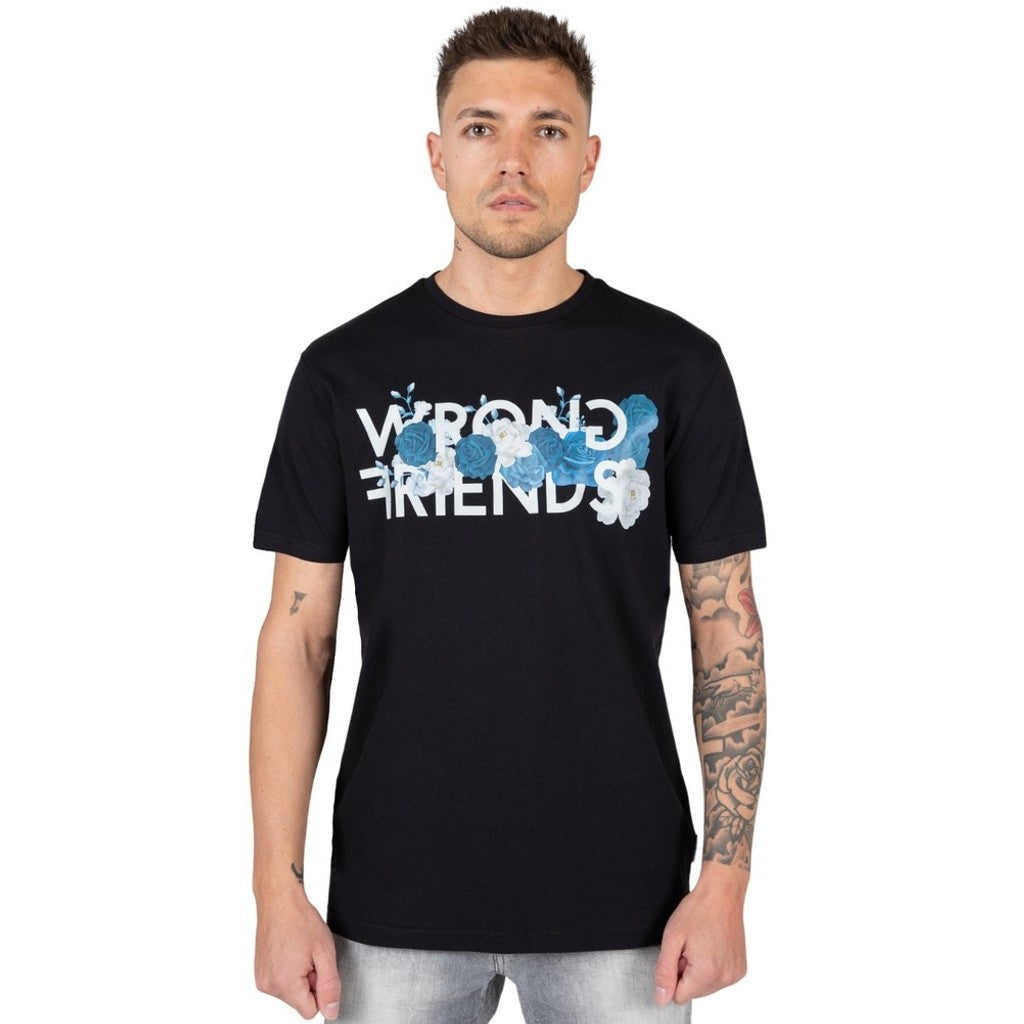 WRONG FRIENDS BLUE ROSES T-SHIRT T-SHIRTS BLACK