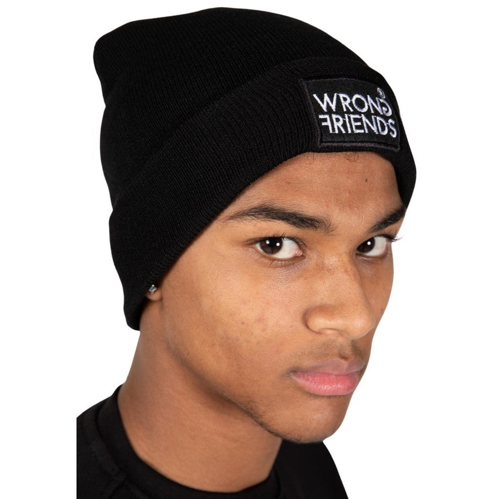 WRONG FRIENDS CLASSIC LOGO BEANIE CAPS BLACK