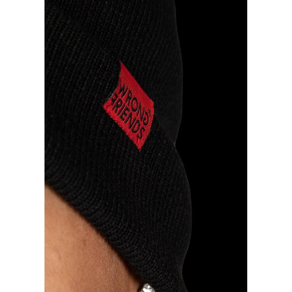 WRONG FRIENDS CLASSIC LOGO BEANIE CAPS BLACK