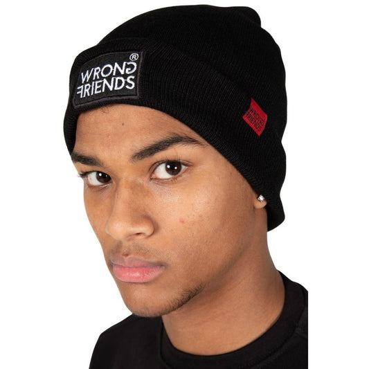 WRONG FRIENDS CLASSIC LOGO BEANIE CAPS BLACK