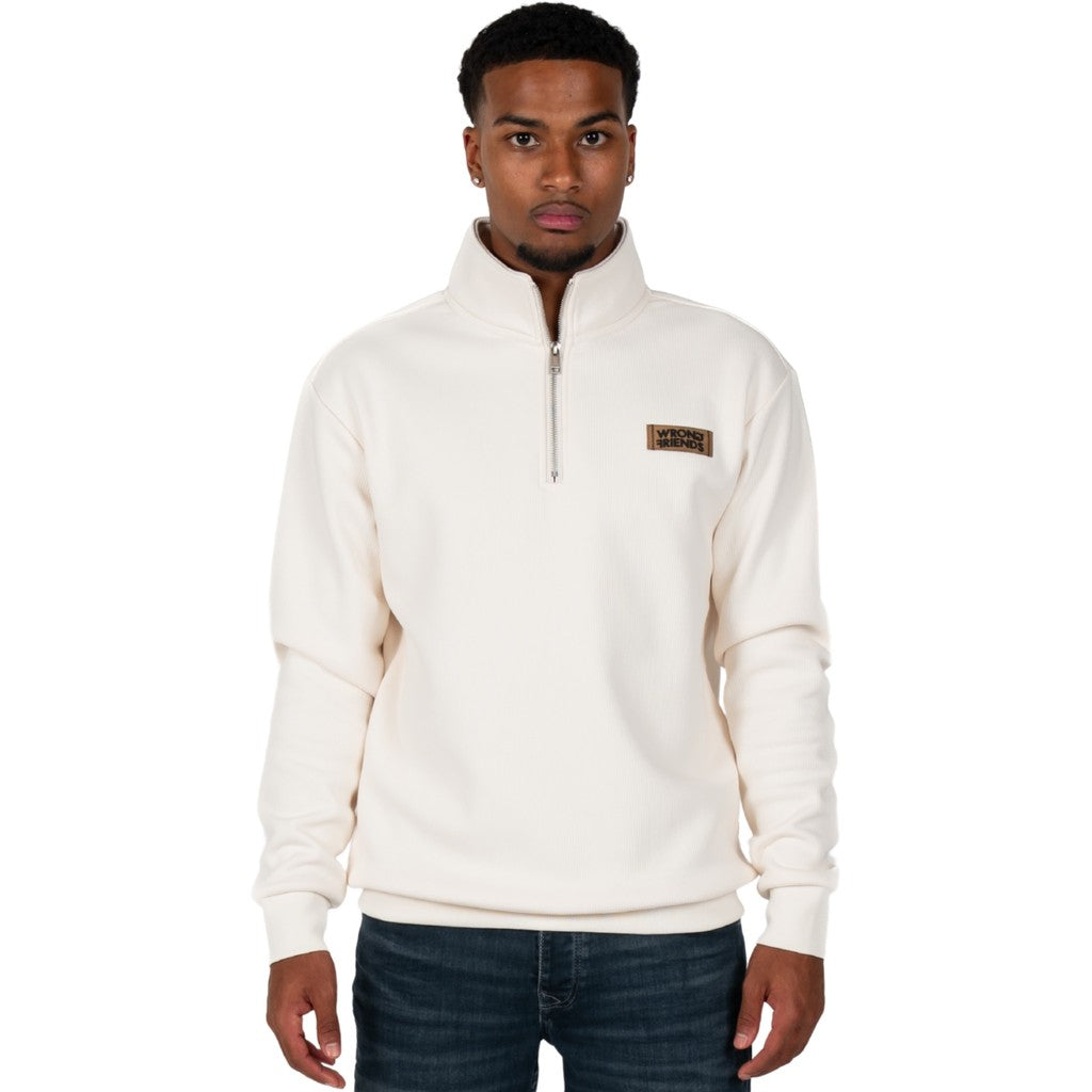 WRONG FRIENDS GILROY HALF ZIP SWEATER SWEATERS BEIGE