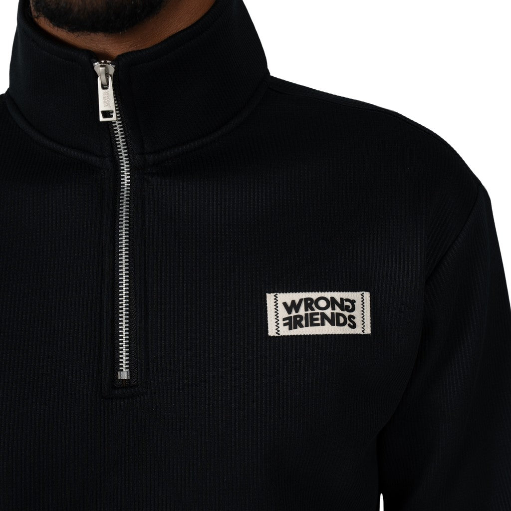WRONG FRIENDS GILROY HALF ZIP SWEATER SWEATERS BLACK