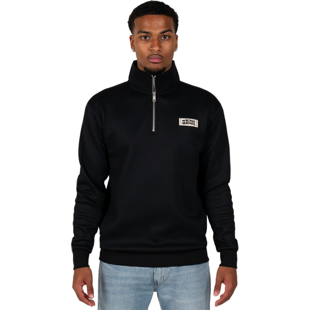 WRONG FRIENDS GILROY HALF ZIP SWEATER SWEATERS BLACK