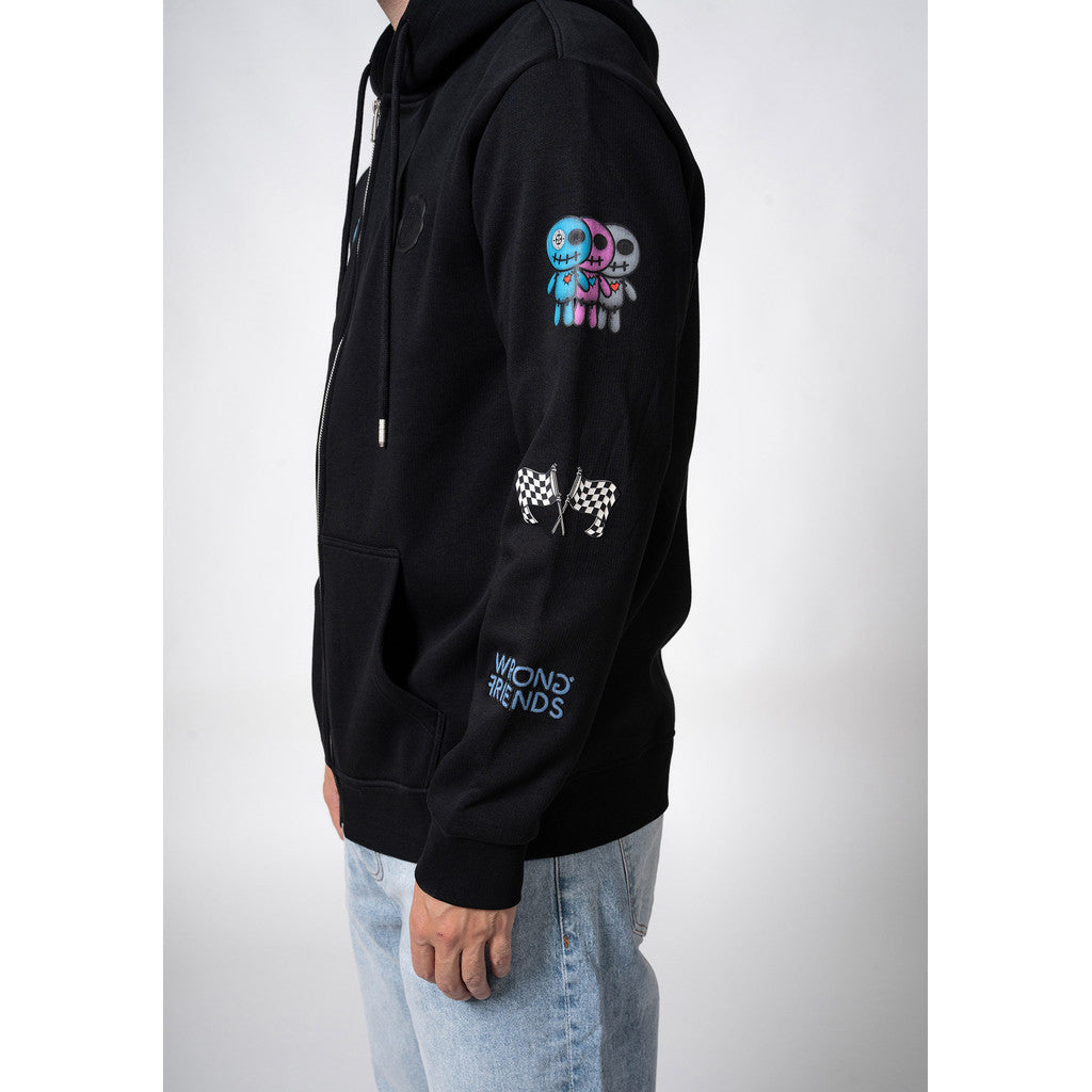 WRONG FRIENDS GUNNAR ZIPPED HOODIE HOODIES BLACK