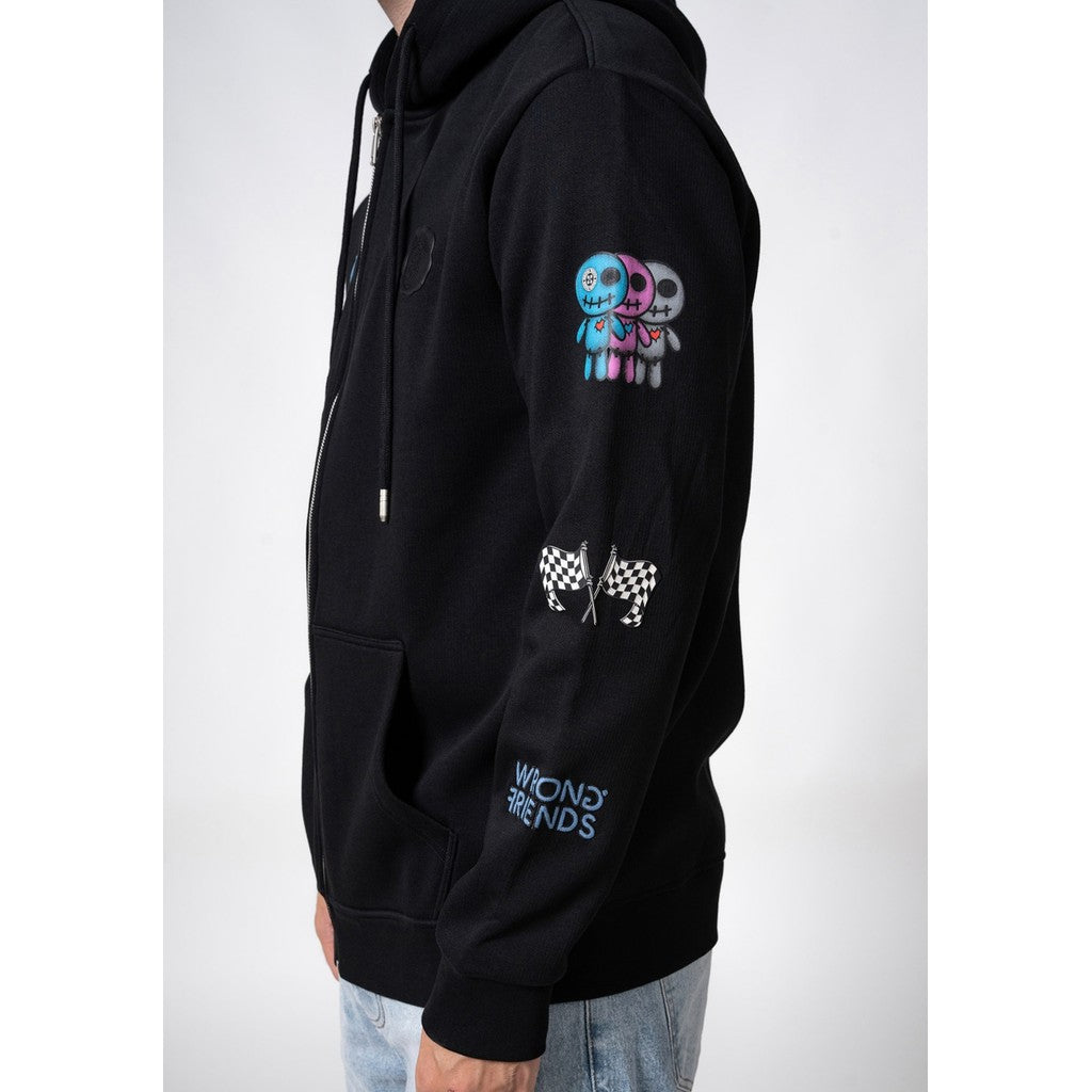 WRONG FRIENDS GUNNAR ZIPPED HOODIE HOODIES BLACK