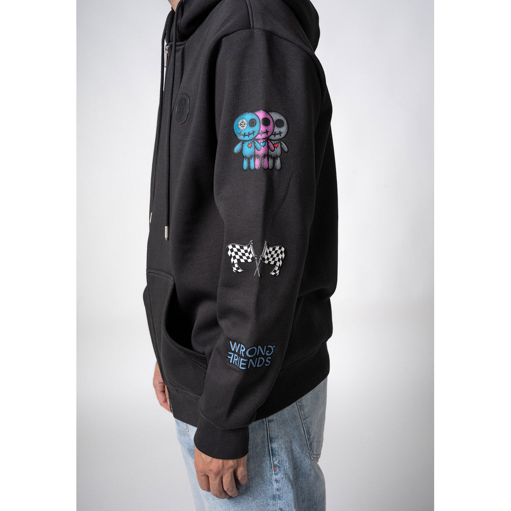 WRONG FRIENDS GUNNAR ZIPPED HOODIE HOODIES STONE GREY
