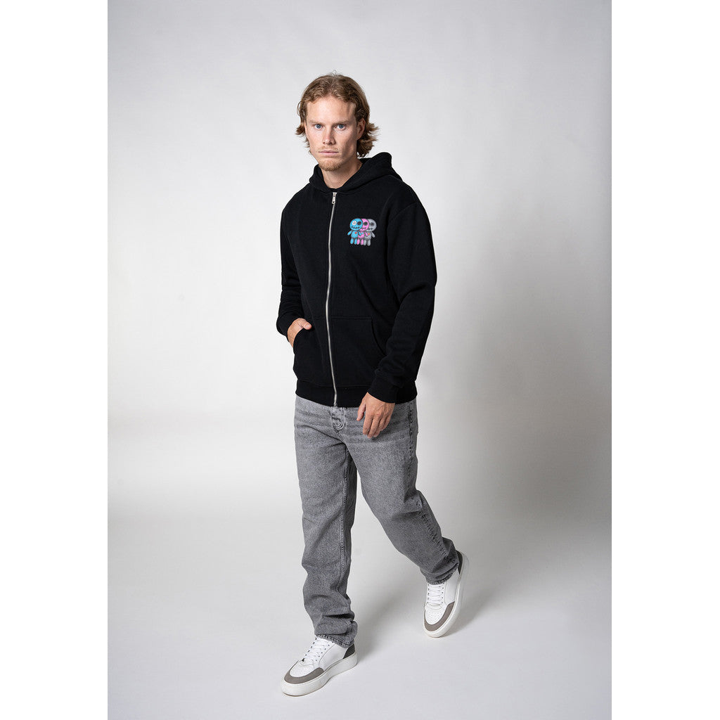 WRONG FRIENDS JUBA ZIPPED HOODIE HOODIES BLACK