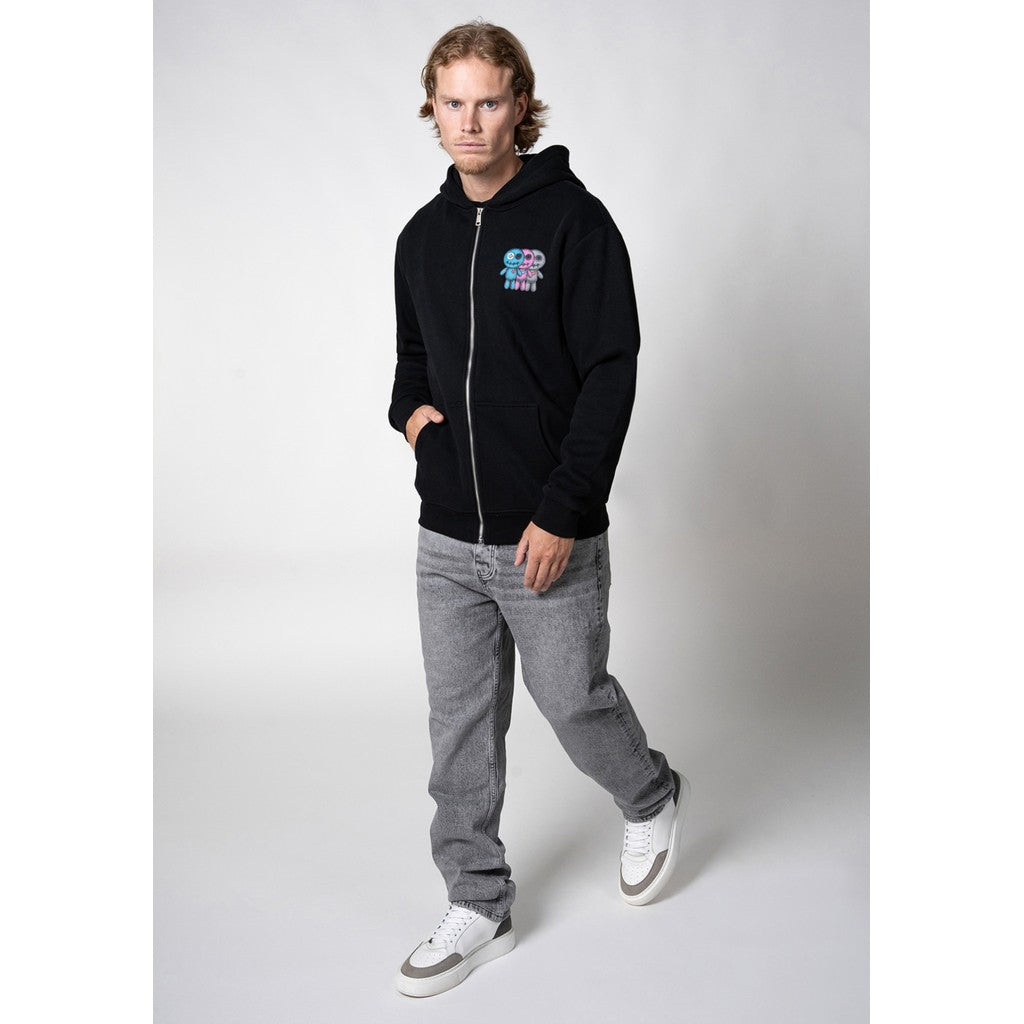 WRONG FRIENDS JUBA ZIPPED HOODIE HOODIES BLACK